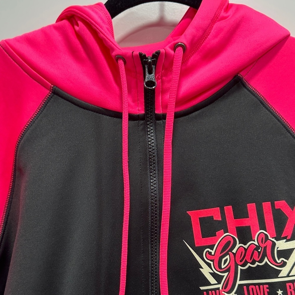 Chix Gear Black and Pink Full Zip Hoodie Size Large - Picture 5 of 10